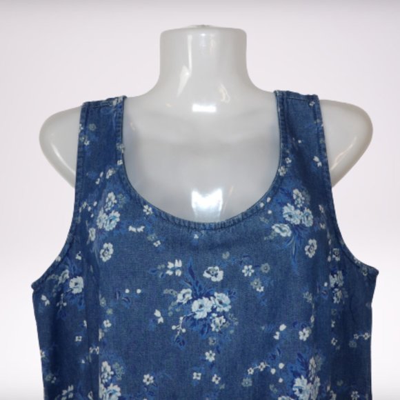 Coldwater Creek Denim Blue Floral VACATION… - Picture 9 of 13